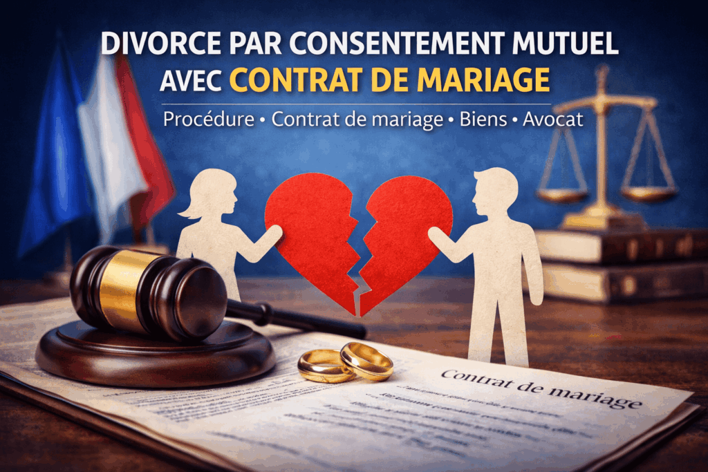 Divorce par consentement mutuel avec contrat de mariage : procédure, partage des biens et rôle de l’avocat