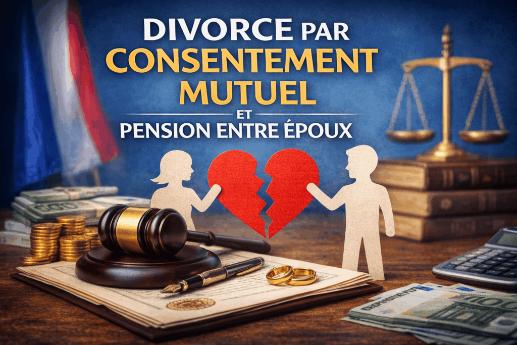 Divorce par consentement mutuel et pension entre époux : calcul, droits et prestation compensatoire en France