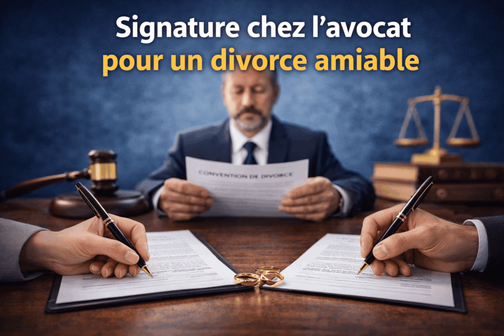 Signature chez l’avocat pour un divorce amiable : déroulement et validation de la convention de divorce