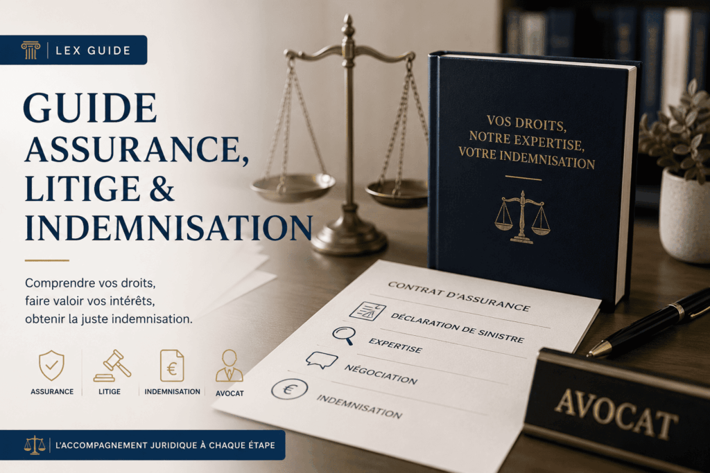 Guide assurance, litige et indemnisation avec avocat : démarches pour obtenir une indemnisation après un sinistre ou un différend avec une compagnie d'assurance.