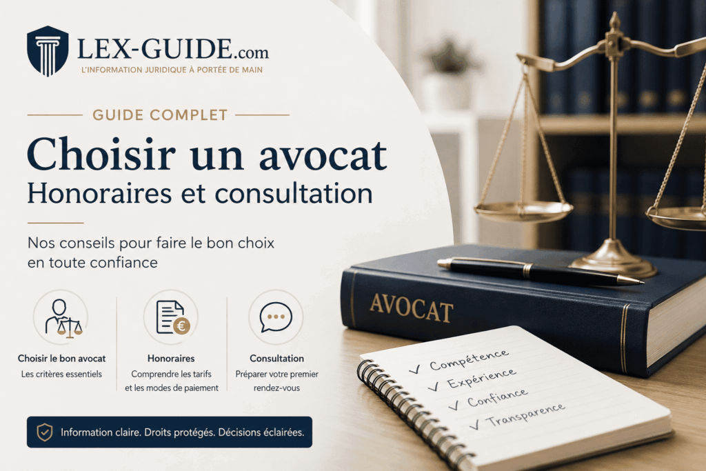 Guide pour choisir un avocat : honoraires, consultation juridique et critères de sélection d’un avocat.