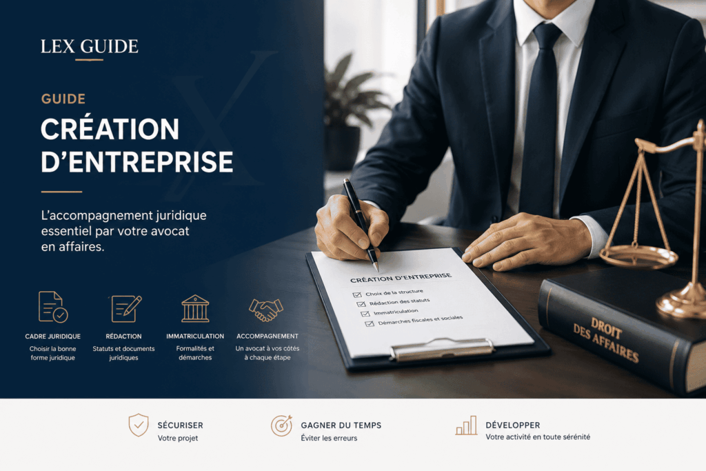 Avocat d’affaires accompagnant un entrepreneur dans les démarches de création d’entreprise et la rédaction des documents juridiques.