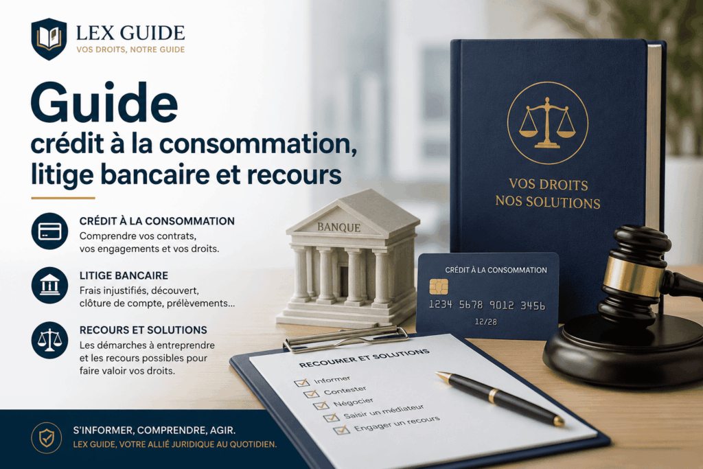 Guide sur le crédit à la consommation, les litiges bancaires et les recours juridiques pour défendre ses droits face à une banque.
