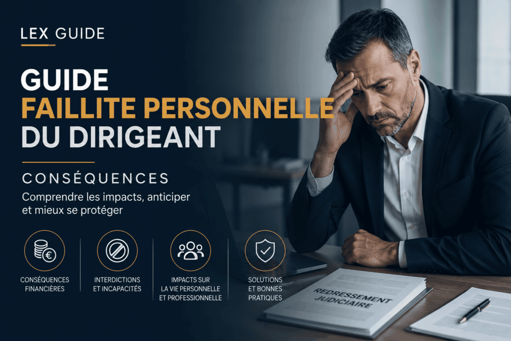 Dirigeant d’entreprise confronté à une faillite personnelle analysant les conséquences financières, professionnelles et juridiques de la procédure.
