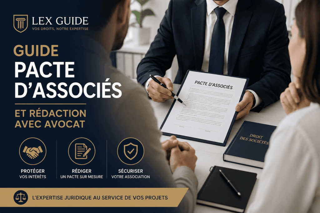 Guide sur le pacte d'associés avec avocat présentant la rédaction et la sécurisation juridique d'une association entre associés