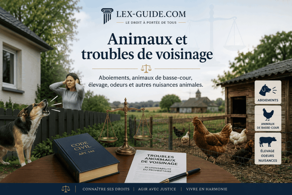 Animaux et troubles de voisinage : aboiements, animaux de basse-cour, élevage, odeurs et nuisances animales