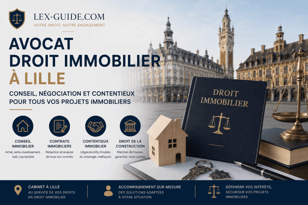 Avocat en droit immobilier à Lille accompagnant particuliers et professionnels en conseil, contrats immobiliers et contentieux.
