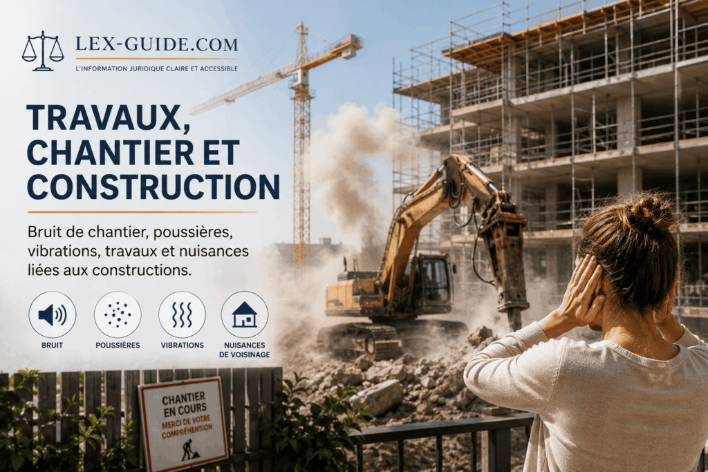Travaux de construction générant bruit, poussières, vibrations et nuisances pour le voisinage